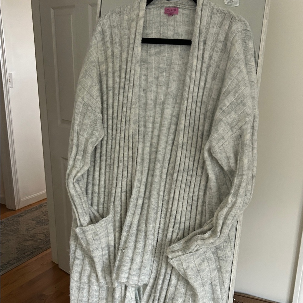Miami Light Gray Ribbed Cardigan